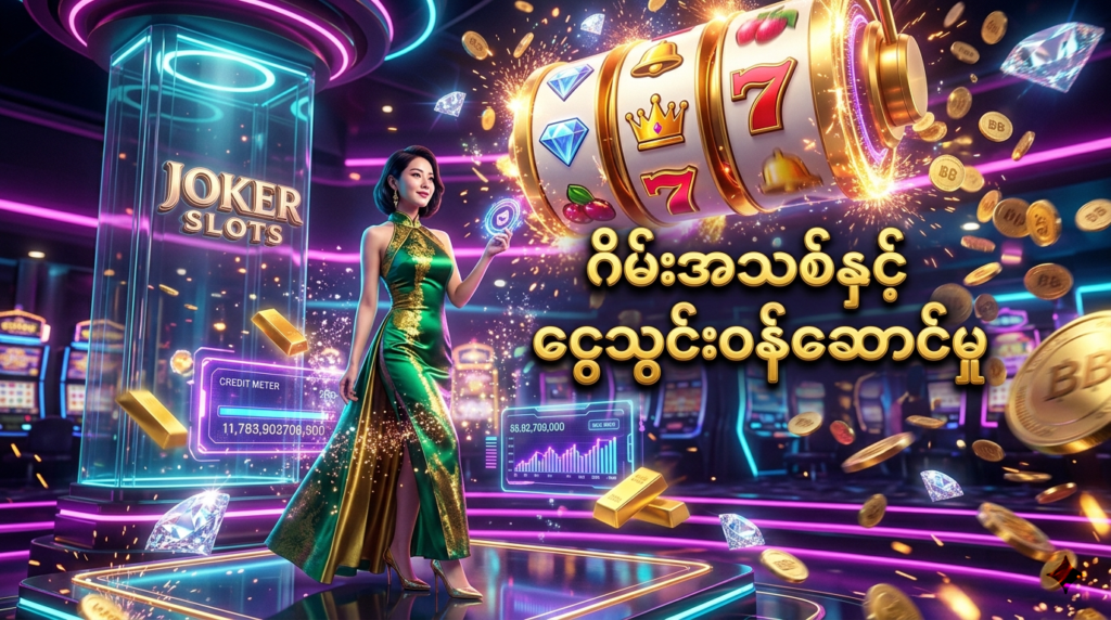 Joker Slots ၏ စိတ်လှုပ်ရှားဖွယ် ဂိမ်းအသစ်များ၊ ထူးခြားသော အင်္ဂါရပ်များနှင့် လွယ်ကူသော ငွေသွင်းဝန်ဆောင်မှုများကို ဖော်ပြပေးသည့် အရည်အသွေးမြင့် ပုံရိပ်ဖြစ်ပြီး၊ ခေတ်မီဆန်းသစ်သော ဒီဇိုင်းနှင့် တောက်ပသည့် ရွှေရောင်အငွေ့အသက်များဖြင့် ပုံဖော်ထားပါသည်။