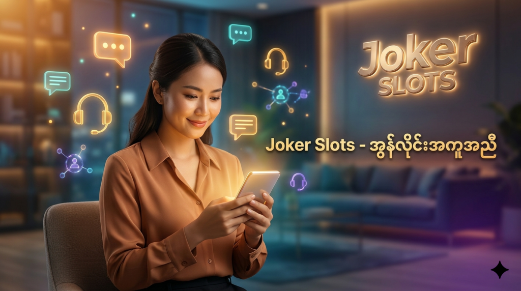 ထိုင်းနိုင်ငံရောက် မြန်မာများအတွက် Joker Slots ၏ အွန်လိုင်းအကူအညီနှင့် ဝန်ဆောင်မှုများကို ကိုယ်စားပြုသည့် အရည်အသွေးမြင့် ပုံရိပ်ဖြစ်ပြီး၊ ယုံကြည်စိတ်ချရသော ဆက်သွယ်ရေးနှင့် လုံခြုံစိတ်ချရသည့် ဂိမ်းကစားခြင်း အတွေ့အကြုံကို ပုံဖော်ထားပါသည်။

