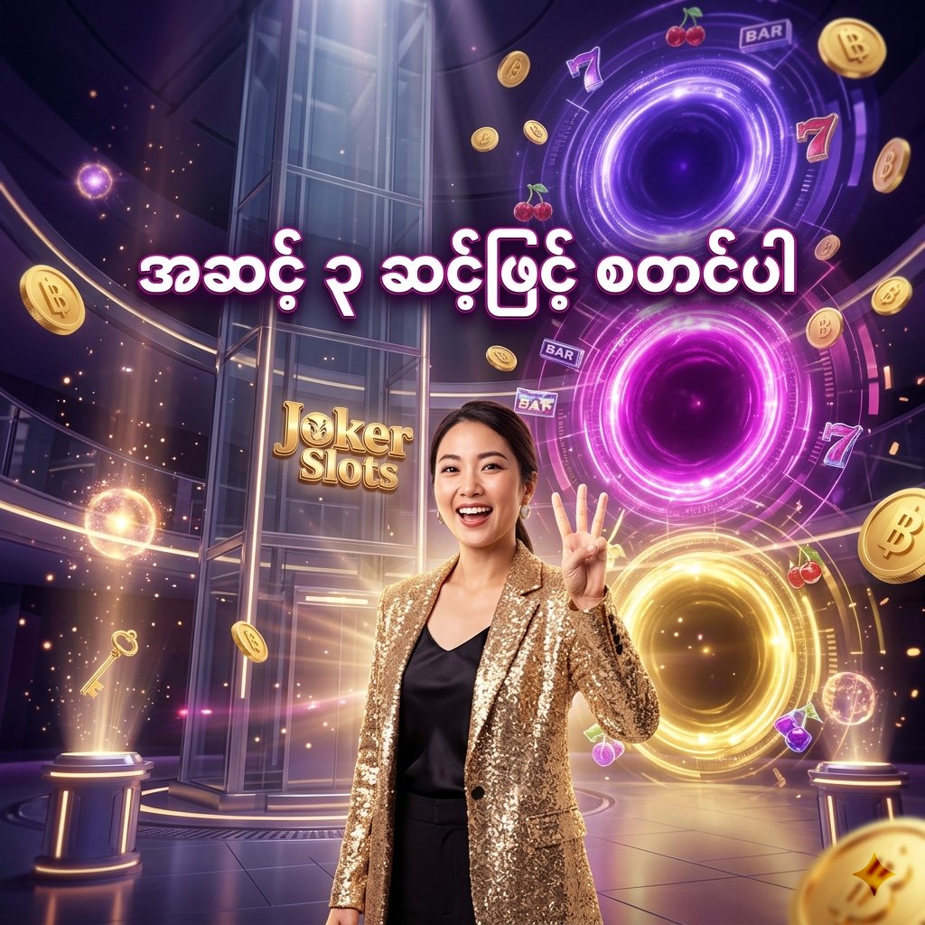 Joker Slots တွင် အဆင့် ၃ ဆင့်တည်းဖြင့် လွယ်ကူစွာ စတင်ကစားနိုင်ပုံကို ဖော်ပြပေးသည့် အရည်အသွေးမြင့် ပုံရိပ်ဖြစ်ပြီး၊ ခေတ်မီဆန်းသစ်သော ဒီဇိုင်းနှင့် တောက်ပသည့် ရွှေရောင်အငွေ့အသက်များဖြင့် အသုံးပြုသူများအတွက် စိတ်လှုပ်ရှားဖွယ် အတွေ့အကြုံကို ပုံဖော်ထားပါသည်။


